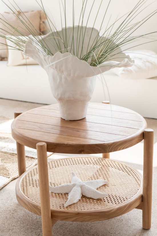 Jline Jarron Corolla Ancho Ceramica Blanco.