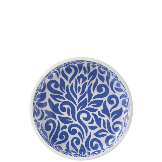 J Line saladiers Jolipa Saladier Motif Floral Bois De Manguier Bleu Blanc.