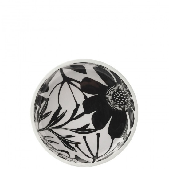 J Line saladiers Jolipa Saladier Motif Floral Bois De Manguier Noir Blanc.