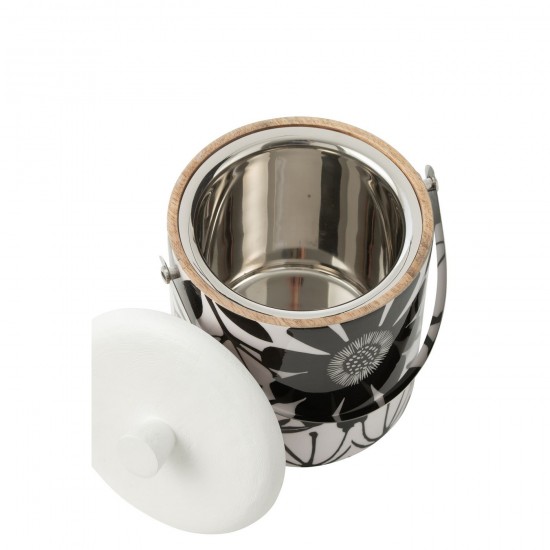 J Line seaux à glace champagne Jolipa Bac A Glaçon Motif Floral Bois De Manguier Noir Blanc.