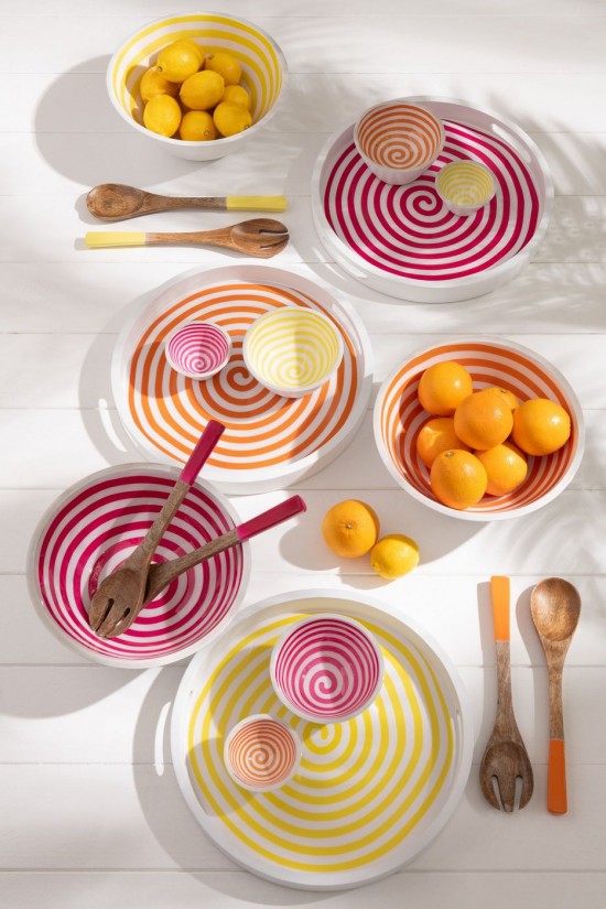 Jline Set De 2 Ensaladeras Madera De Mango Rosa Natural.