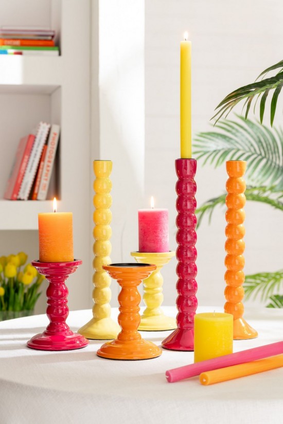 Jline Portavelas Mango Madera Fucsia.