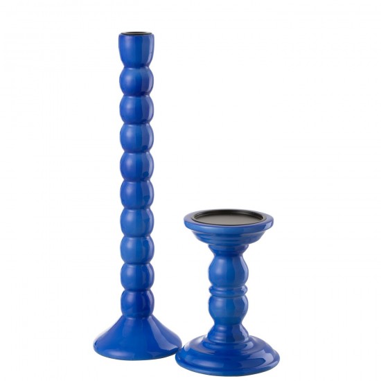 J Line chandeliers candélabres Jolipa Bougeoir Bois De Manguier Bleu.