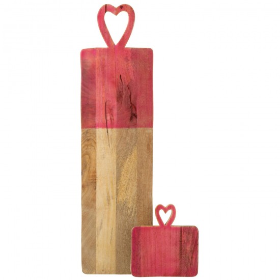 Jline Dienblad Lang Mango Hout Roze.