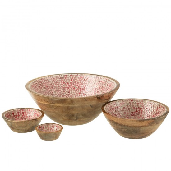 J Line bols Jolipa Bol Coeur Mosaique Bois De Manguier Rose Large.