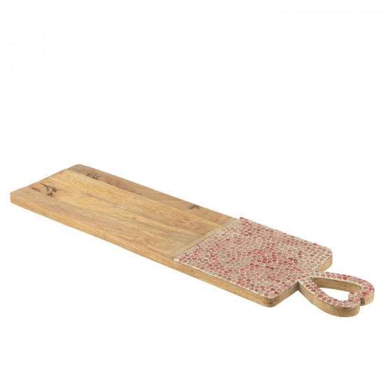 J Line Plateau de service plateaux de service Jolipa Planche Coeur Mosaique Long Bois De Manguier Rose.
