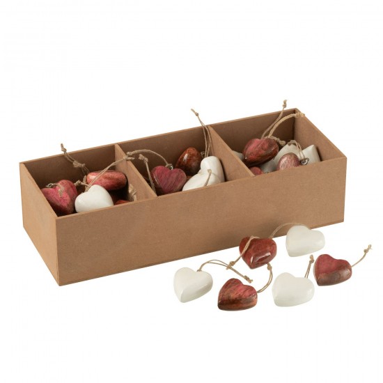 J Line Doos Van 48 Hanger Hart Mango Hout Wit Roze hangers JO54976.