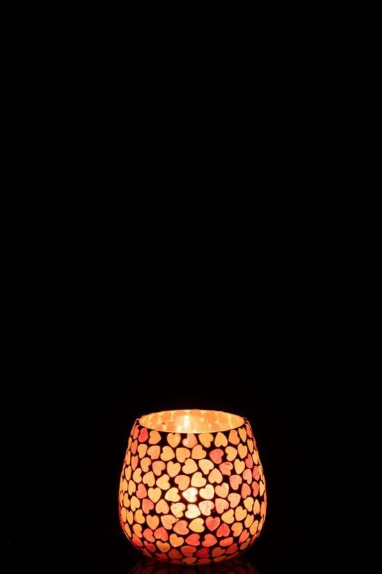 J Line photophores Jolipa Photophore Mosaique Verre Rose Small.