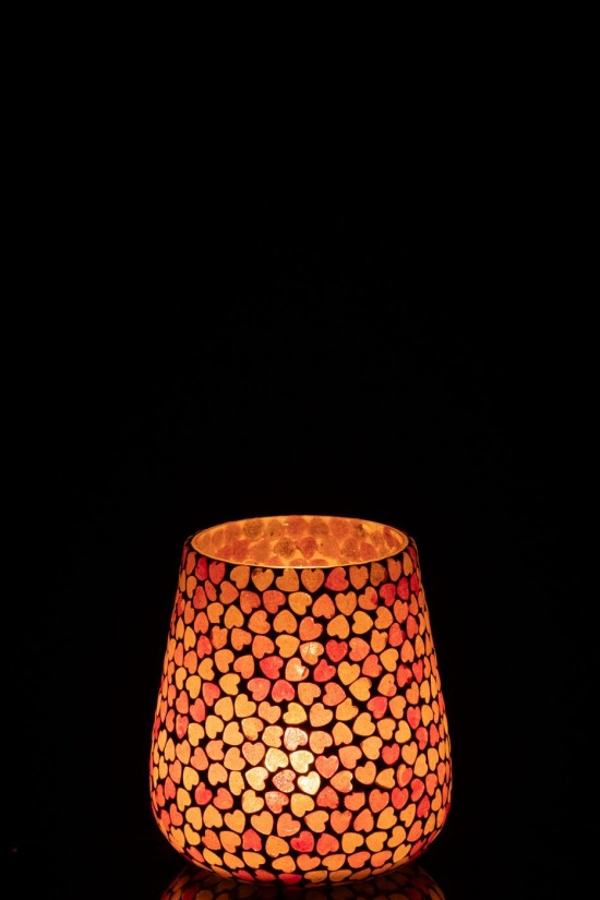 J Line photophores Jolipa Photophore Mosaique Verre Rose Large.