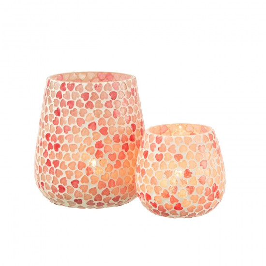 J Line T Light Holde Hear Mos Gl Pk L tea lights holders.