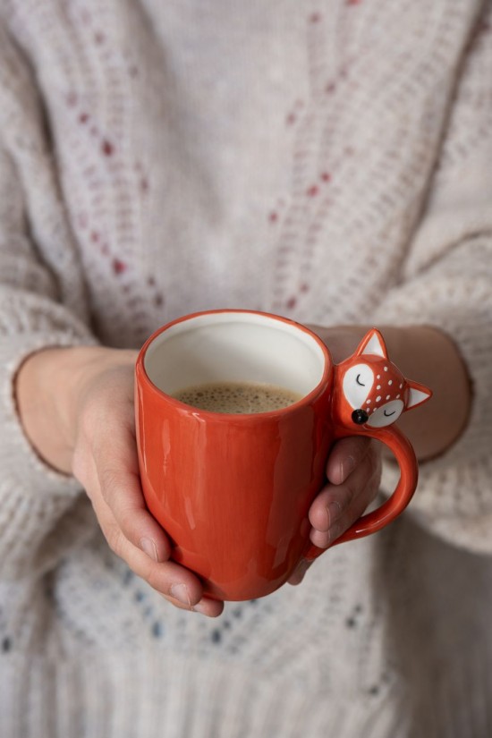 J Line Mug Volpe Gufo Dolomite Marrone Assortimento Di 2 Taza Zorro Búho Dolomita Marrón Surtido De 2.