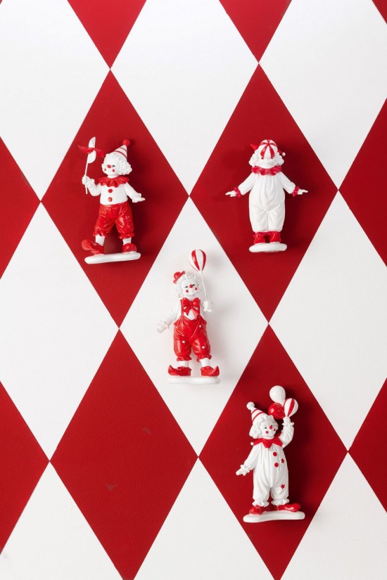 J Line Clown Pallone Pietra Rosso Bianco Assortimento Di 2 Clown Pelota Piedra Rojo Blanco Surtido De 2.