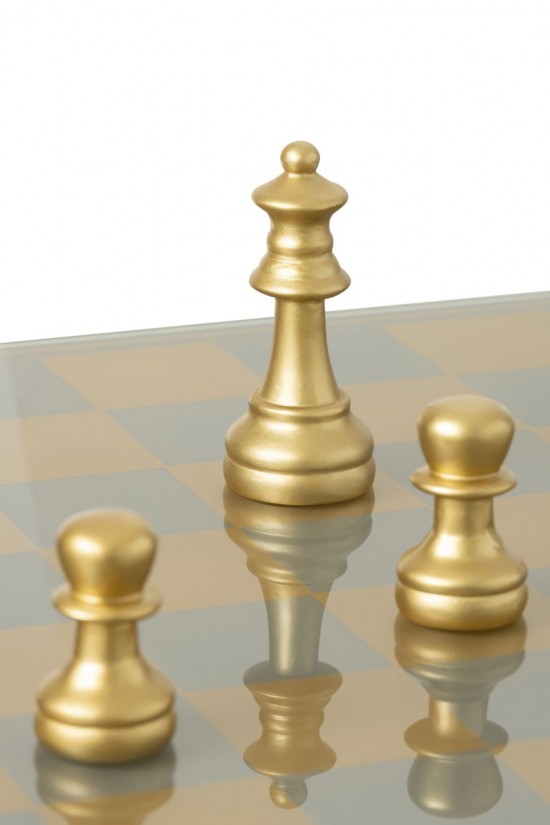 Jolipa Jline Echiquier Plateau Polyrésine Doré.