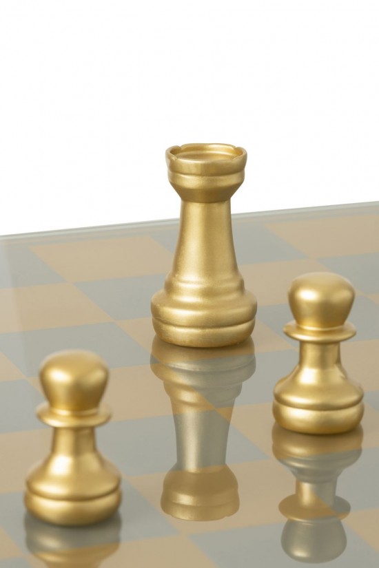 J Line echiquiers en bois Jolipa Echiquier Plateau Polyrésine Doré.