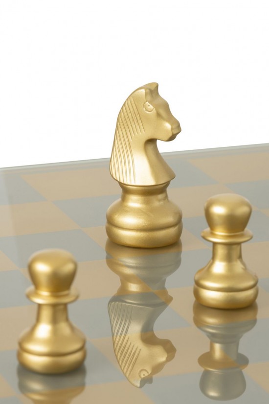 Jline Schaakspel Plateay Polyresin Goudkleurig.