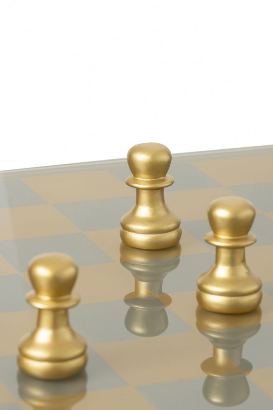 Jline Schach Set Brett Polyresin Goldfarben schachbretter holz.