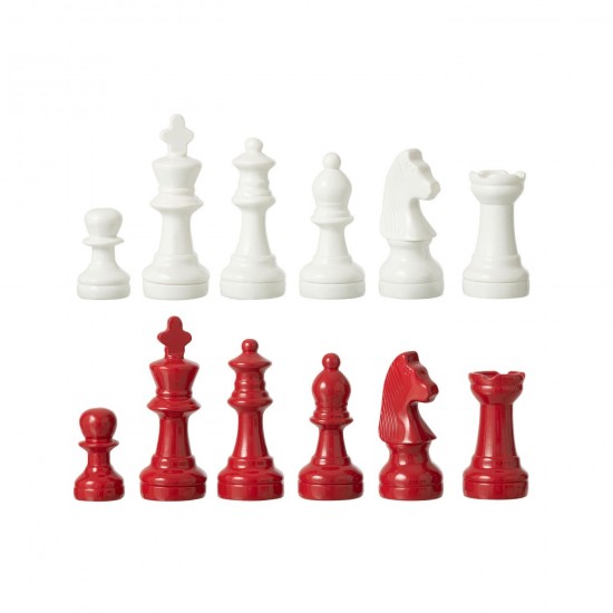 Jline Schaakspel Plateay Polyresin Wit Kerstrood.