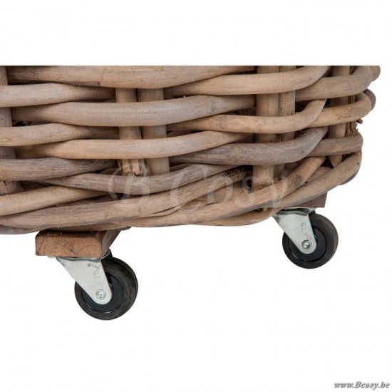 J Line paniers de rangement Jolipa Set 2 Panier Rond Anse Rotin Naturel 75X60Cm.