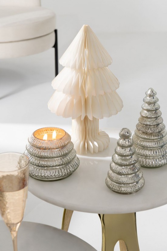 J Line Candela Profumata Albero A Costa Vetro Argento Large Vela Perfumada Árbol Acanalado Vidrio Plata Large.