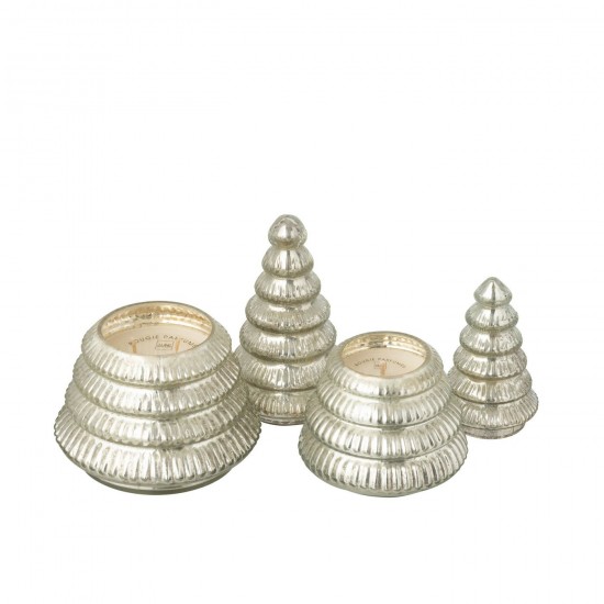 J Line bougies parfumées Jolipa Bougie Parfumée Arbre Cotelé Verre Argenté Large.