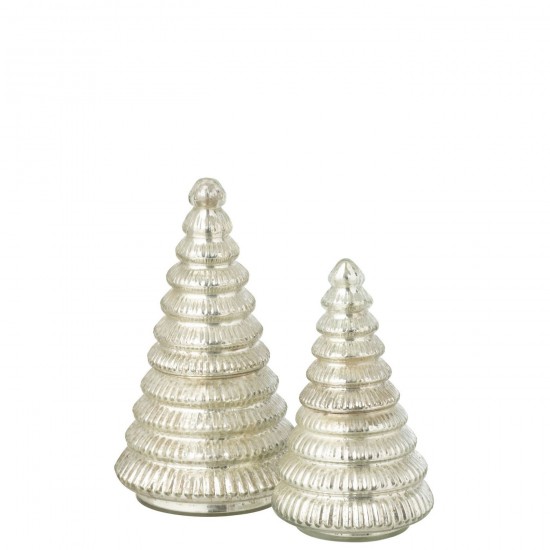 Jline Geurkaars Boom Geribbeld Glas Zilverkleurig Large.