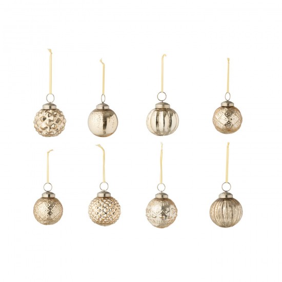 J Line boules de noel Jolipa Boite De 40 Boule De Noël 8 Motifs Verre Doré.