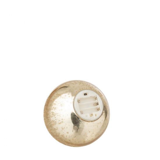 Jline Bal Led Gekraakt Glas Goudkleurig Small.