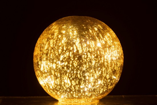 J Line hivers Jolipa Boule Led Craquelé Verre Doré Large.