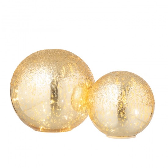 J Line Ball Led Crackled Glass Gold Colored Large.