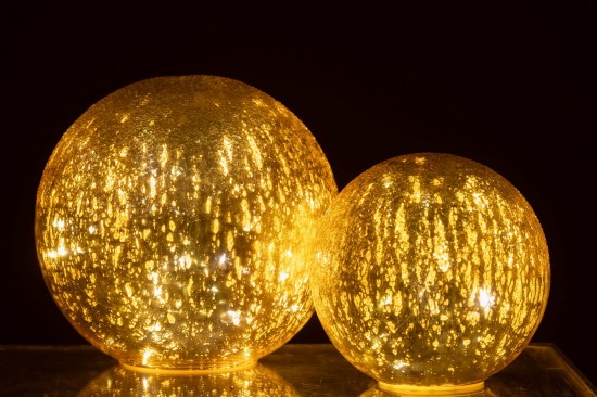 Jline Ball Led Rissig Glas Goldfarben Large.