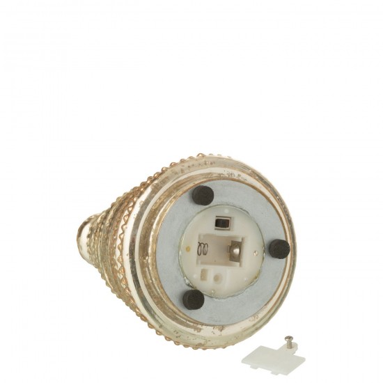 Jline Doos Van 3 Boom Led Geribbeld Glas Goudkleurig.