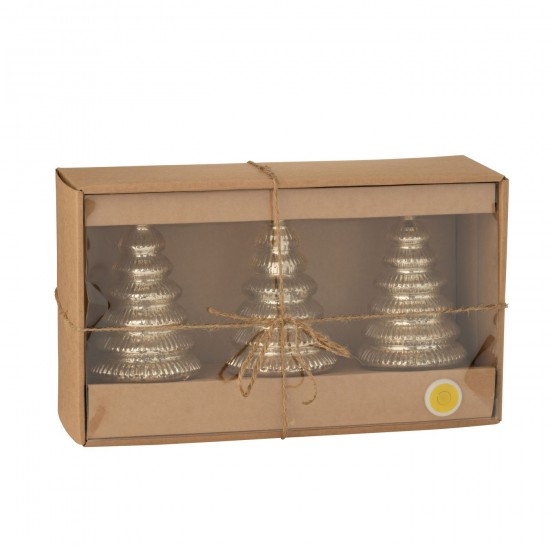 J Line Box Of 3 Tree Led Ribbed Glass Gold Colored.