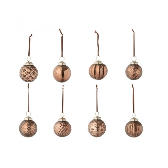 J Line boules de noel Jolipa Boite De 40 Boule De Noël 8 Motifs Verre Marron.