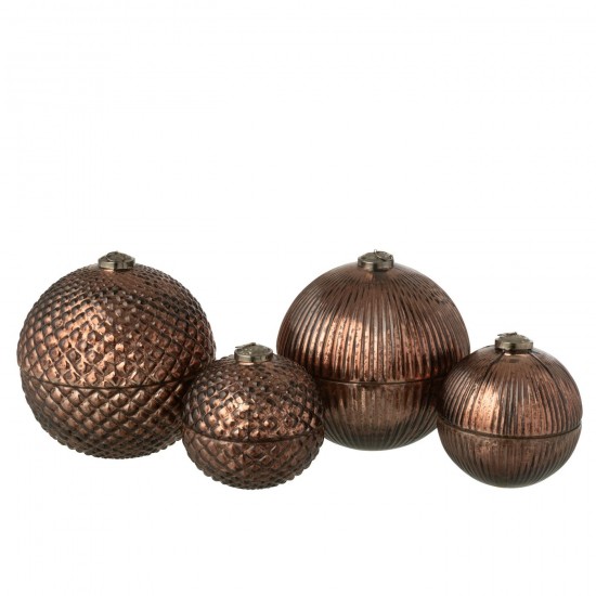 J Line bougies parfumées Jolipa Bougie Parfumée Boule De Noël Verre Marron Large Assortiment De 2.