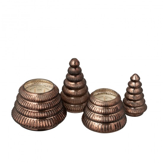 J Line bougies parfumées Jolipa Bougie Parfumée Arbre Cotelé Verre Marron Large.