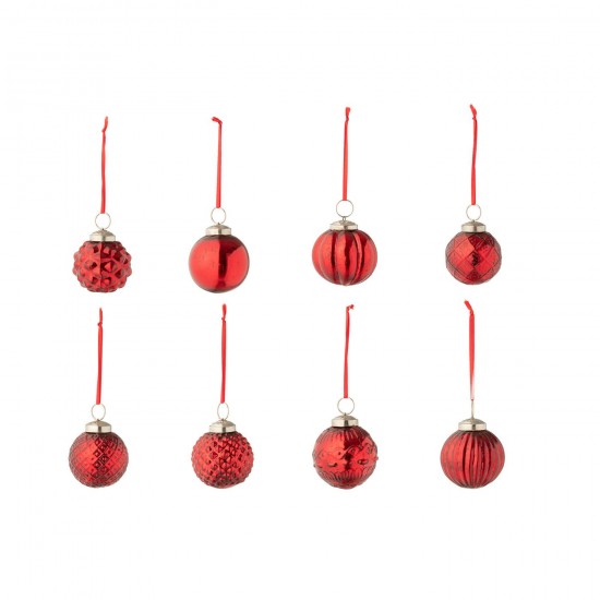 J Line boules de noel Jolipa Boite De 40 Boule De Noël 8 Motifs Verre Rouge Noël.