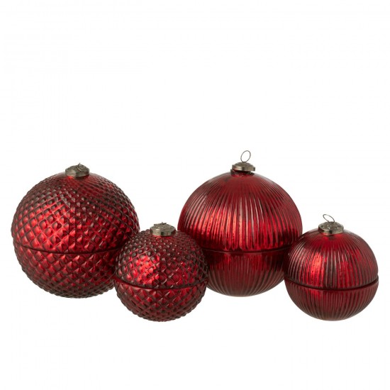 J Line bougies parfumées Jolipa Bougie Parfumée Boule De Noël Verre Rouge Noël Large Assortiment De 2.