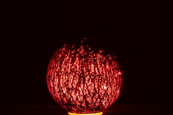 J Line hivers Jolipa Boule Led Craquelé Verre Rouge Noël Small.