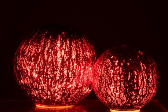 Jline Ball Led Rissig Glas Weihnachtsrot Large.