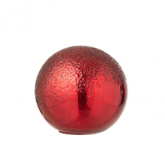 J Line Bal Led Gekraakt Glas Kerstrood Large L20xB20xH19 cm JO55214.