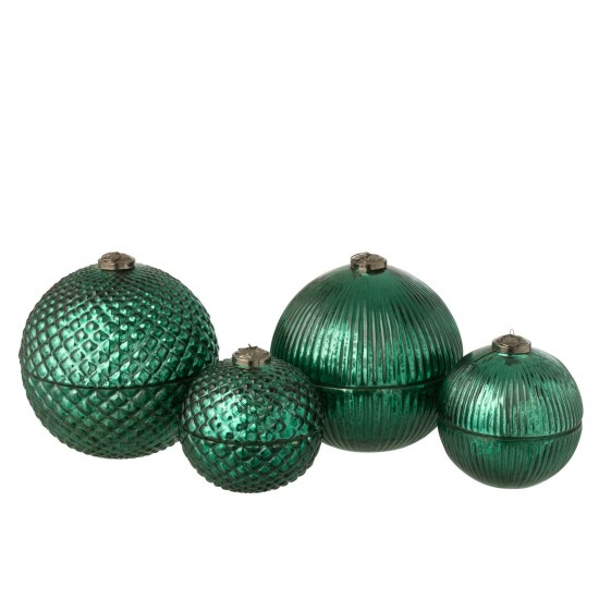 J Line bougies parfumées Jolipa Bougie Parfumée Boule De Noël Verre Vert Large Assortiment De 2.