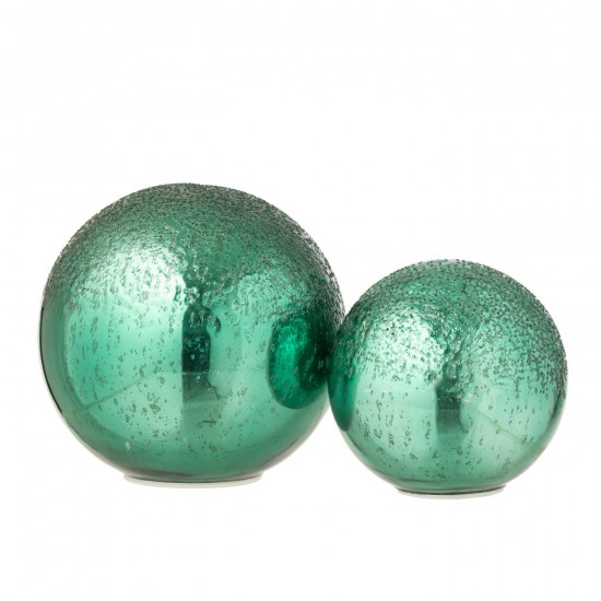 Jline Bal Led Gekraakt Glas Groen Large.