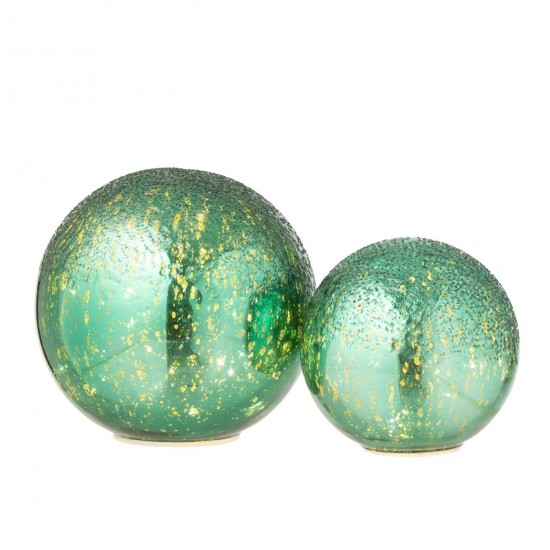 J Line Ball Led Crackled Glass Green Large.