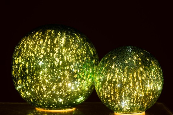 Jline Ball Led Rissig Glas Grün Large.