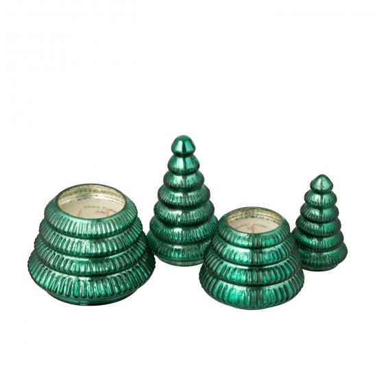 J Line bougies parfumées Jolipa Bougie Parfumée Arbre Cotelé Verre Vert Large.
