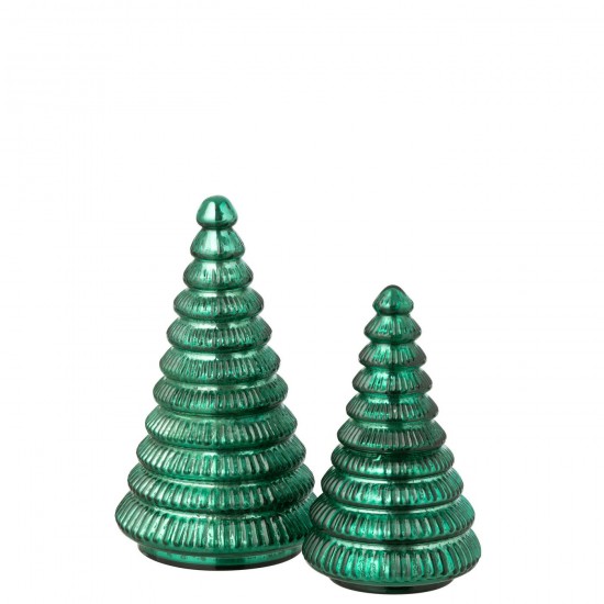 Jline Geurkaars Boom Geribbeld Glas Groen Large.