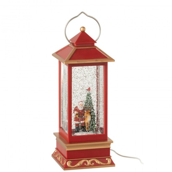 J Line Lantaarn Kerstman Plastiek Meerkleurig L11xB11xH28 cm windlichten lantaarns JO55241.