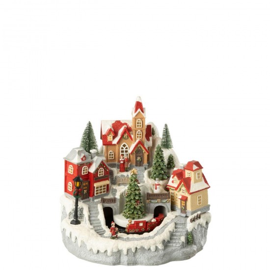 J Line Dorp Trein Polyresin Meerkleurig L28xB29xH27 cm JO55245.