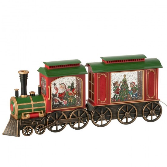 J Line Trein Led Muziek Kerstman Plastiek Meerkleurig L47xB9xH20 cm JO55247.