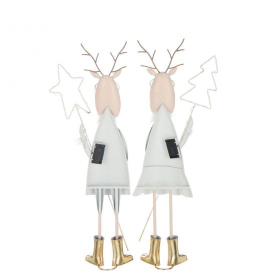 Jline Rendier Led Boom Ster Ijzer Goudkleurig Wit Assortiment Van 2.